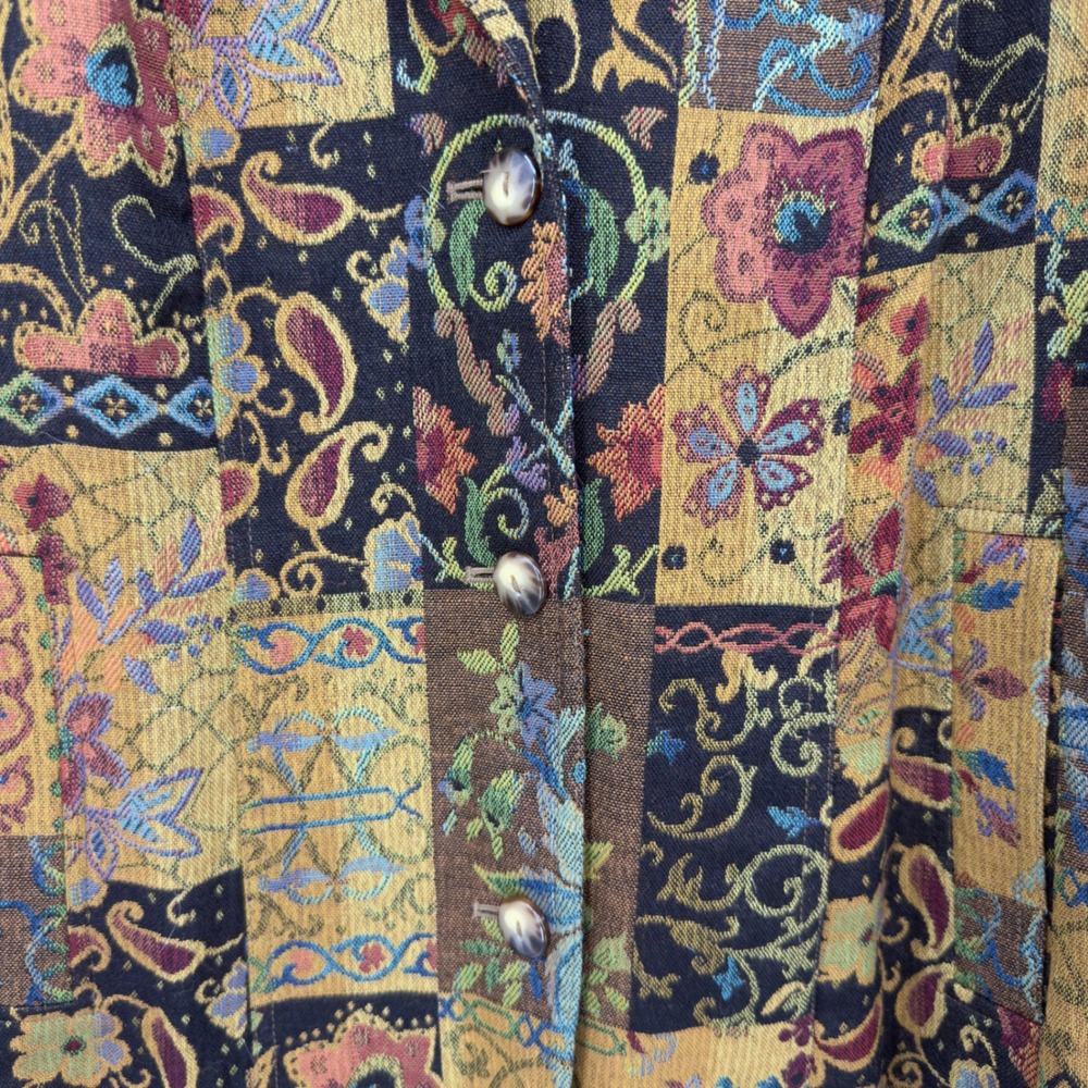 Coldwater Creek Tapestry Blazer Patchwork Floral Paisley L Boho Southwestern - Picture 8 of 9